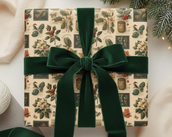 Vintage Botanical Garden Wrapping Paper: Nature Inspired Gift Wrap