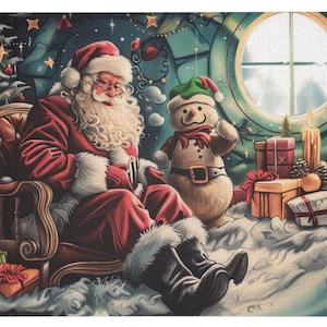 Christmas Puzzle 1000 Piece Jigsaw Festive Santa Scene Holiday Game Xmas Gift Idea Family Activity Winter Nights Challenge Santa Puzzle