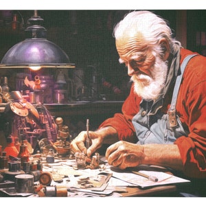 Christmas Workshop Jigsaw Puzzle 1000 Piece Santa Toy Making Scene Puzzle Holiday Family Game Festive Season Puzzle Santa Workshop Puzzle