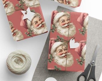Vintage-Weihnachtsmann-Geschenkpapier: Klassisches Weihnachtsdesign