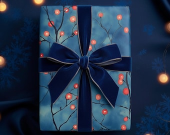 Magical Winter Berry Wrapping Paper: Festive Christmas Gift Wrap