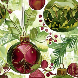 Festive Holiday Wrapping Paper Christmas Gift Wrap Sage Green Lime Burgundy Ornament Green Colored Gift Wrap Paper Botanical Paper Maroon