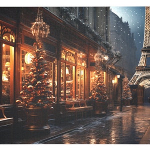 Paris Christmas Puzzle 1000 Piece Jigsaw Eiffel Tower Holiday Game Festive Scene Winter France Christmas Jigsaw Paris Puzzle Holiday