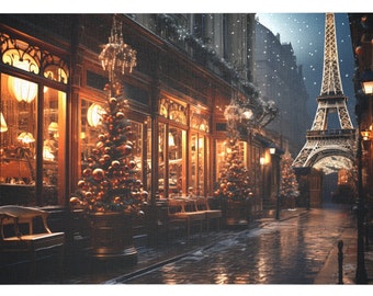 Puzzle natalizio di Parigi, scena festiva con la Torre Eiffel (1000 pezzi)