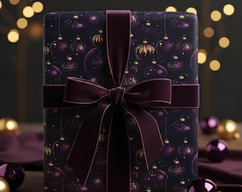 Dunkellila Gold Ornament Weihnachtsgeschenkpapier: Elegante Weihnachtsgeschenkpapier
