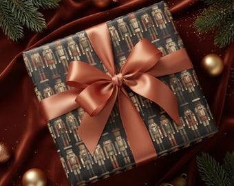 Vintage Nutcracker Christmas Wrapping Paper: Warm Tone Classic Holiday Gift Wrap