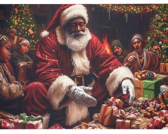 Puzzle di Natale con Babbo Natale nero, divertimento natalizio per tutta la famiglia (1000 pezzi)