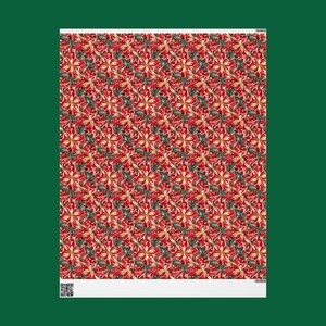Red Gold Floral Christmas Wrapping Paper: Satin or Matte Finish image 9