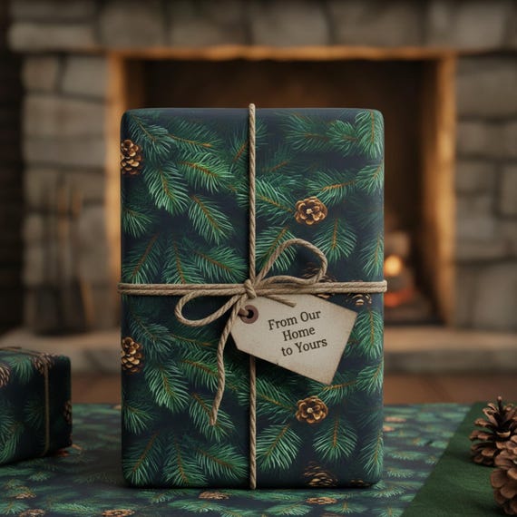 Deer Antlers Pine Tree Hunting Kraft Wrap Paper - Premium Gift Wrapping Roll | 36x72 Inches