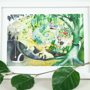 Permakultur • Aquarell Illustration Postkarte