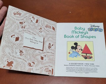 VINTAGE 1986 DISNEY BABIES: Baby Mickey's Book of Shapes (golden