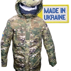 Ukrainian winter military jacket is reinforced, Warmed Army Jacket for frost, Camouflage Down Jacket, Multicam Hooded Army Jacket