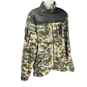 Ukrainian tactical fleece Jacket, Pixel Military uniform, Army zipped jacket, Combat Camouflage Uniform, MM14 Combat Jacket
