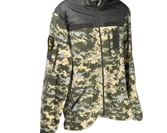 Ukrainian tactical fleece Jacket, Pixel Military uniform, Army zipped jacket, Combat Camouflage Uniform, MM14 Combat Jacket