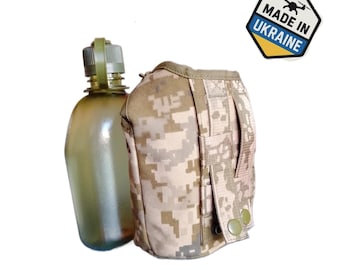 Military Canteen with Camouflage Pouch | Camouflage MM14 MOLLE-compatible pouch | Tactical Water Bottle Holder
