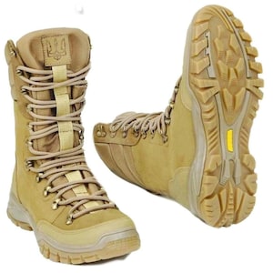 D010 Ukrainian Army Boots with KEVLAR - Sturdy Combat Footwear for Men. Tactical Leather Boots for Military or Airsoft Training