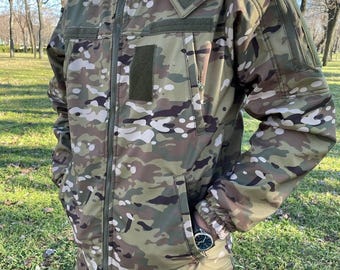 Chaqueta táctica softshell ucraniana. Chaqueta de combate con capucha. Chaqueta cortavientos para exteriores. Chaqueta militar con cremallera Multicam. Equipo de airsoft.