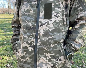 Chaqueta táctica softshell ucraniana. Chaqueta de combate con capucha. Chaqueta cortavientos para exteriores. Chaqueta con cremallera Pixel MM14 del ejército. Equipamiento para airsoft.