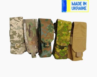 Closed AKAR2 Double Ammo Pouch for AK and AR Magazines – MOLLE System, Velcro Flap, Multicam Cordura