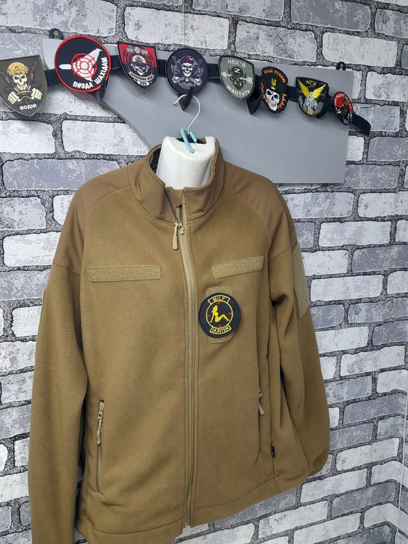 Ukrainian Tactical Fleece Jacket - Army Zipped Fleece Jacket - Vintage Brown Combat Jacket image 4