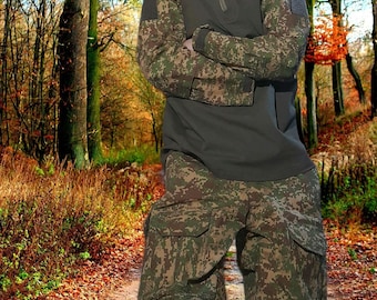 Military Tactical Suit - Army Uniform - Camouflage Set of the National Guard Forces Combat Pants with Knee Pads & Shirt Under Body Armor