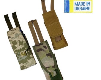 Closed AKAR2 Double Ammo Pouch for AK and AR Magazines – MOLLE System, Velcro Flap, Multicam Cordura