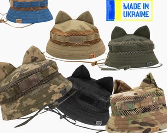 Cat-Ear Tactical Boonie Hat – Ripstop en mesh zomerse bucket hat | Militaire camouflage Panama | Airsoft-streetwear | PTNPNX
