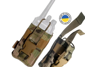 Professional Walkie Pouch with Adjustable Molle Strap.  Small Radio Station Holder Case. PTNPNX Pouch/Bag for Walkie Kenwood/Motorola.