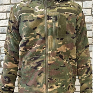 Ukrainian Tactical Fleece Jacket, Multicam Military uniform, Army Zipped Jacket, MM25 Combat Jacket
