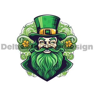 Leprechaun Clipart, St Patricks Day SVG, Shamrock Clipart, Four leaf clover, Digital Download, St Pattys logo, Holiday PNG