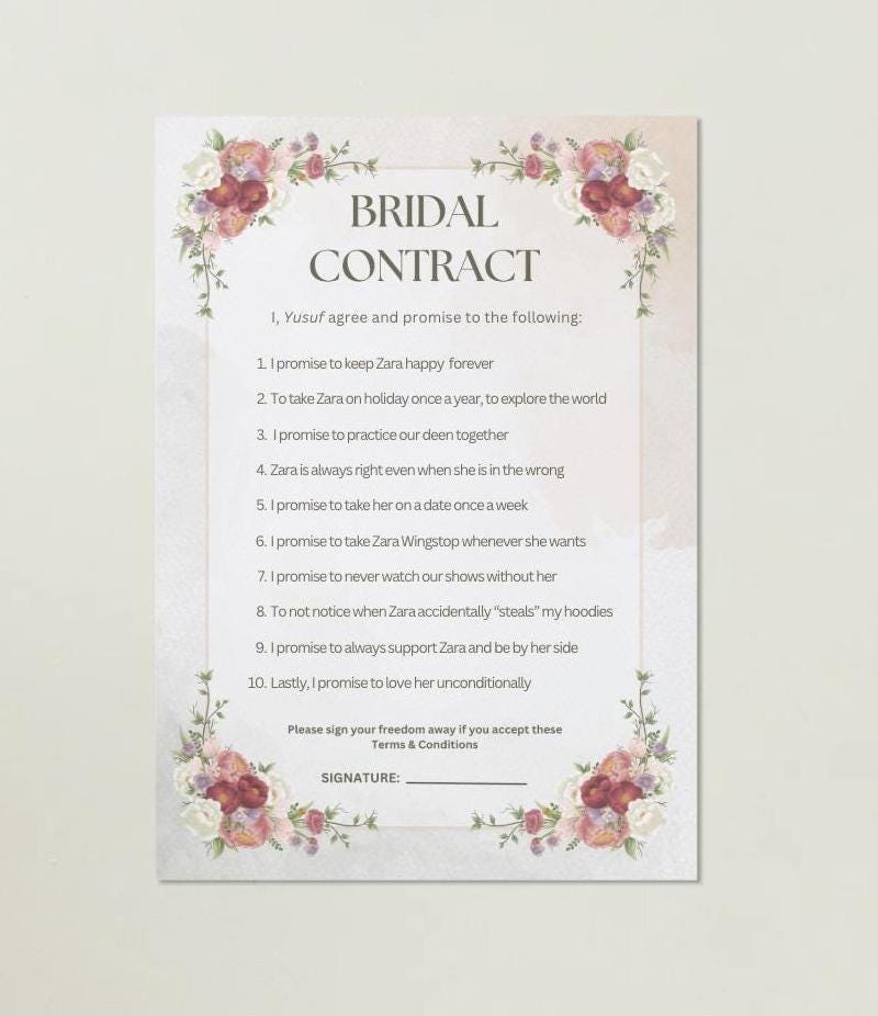 Bruidscontract | Vorstelijk luxe bloemdessin | Digitaal bestand