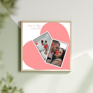 Carta de baralho personalizada para casal, presente fotográfico personalizado, design de cartão em formato de coração, impressão romântica de aniversário, decoração de lembrança de casamento