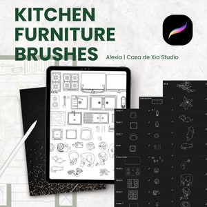 KITCHEN FURNITURE Brushes | Procreate Brush Set | Floor Plan Brushes | Interior Design | Furniture Stamps | Interior Stamps