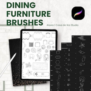 DINING FURNITURE Brushes | Procreate Brush Set | Floor Plan Brushes | Interior Design | Furniture Stamps | Interior Stamps
