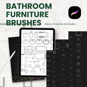 BATHROOM FURNITURE Brushes | Procreate Brush Set | Floor Plan Brushes | Interior Design | Furniture Stamps | Interior Stamps