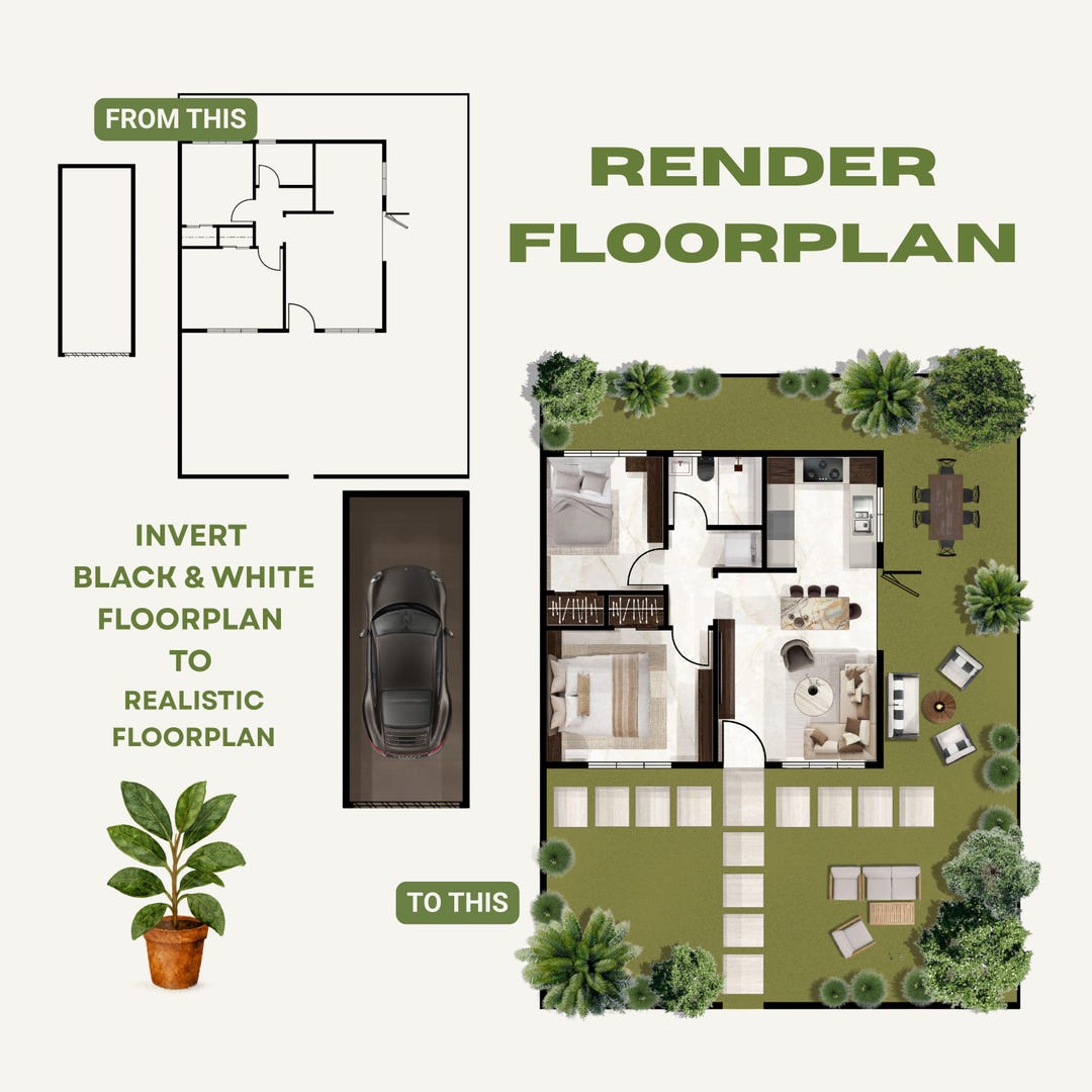 Rendered 2D Floor Plan | Real Estate Floor Plan | Realistic Layout ...