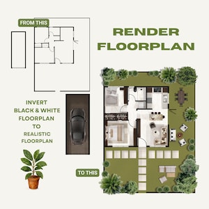 Plano de planta 2D renderizado / Plano de planta de bienes raíces / Diseño realista / Diseño de interiores / Diseño arquitectónico / Diseño de paisajes