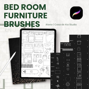 BED ROOM Furniture Brushes | Procreate Brush Set | Floor Plan Brushes | Interior Design | Furniture Stamps | Interior Stamps