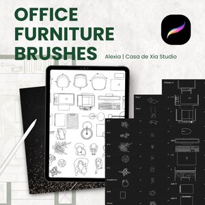 OFFICE FURNITURE Brushes | Procreate Brush Set | Floor Plan Brushes | Interior Design | Furniture Stamps | Interior Stamps