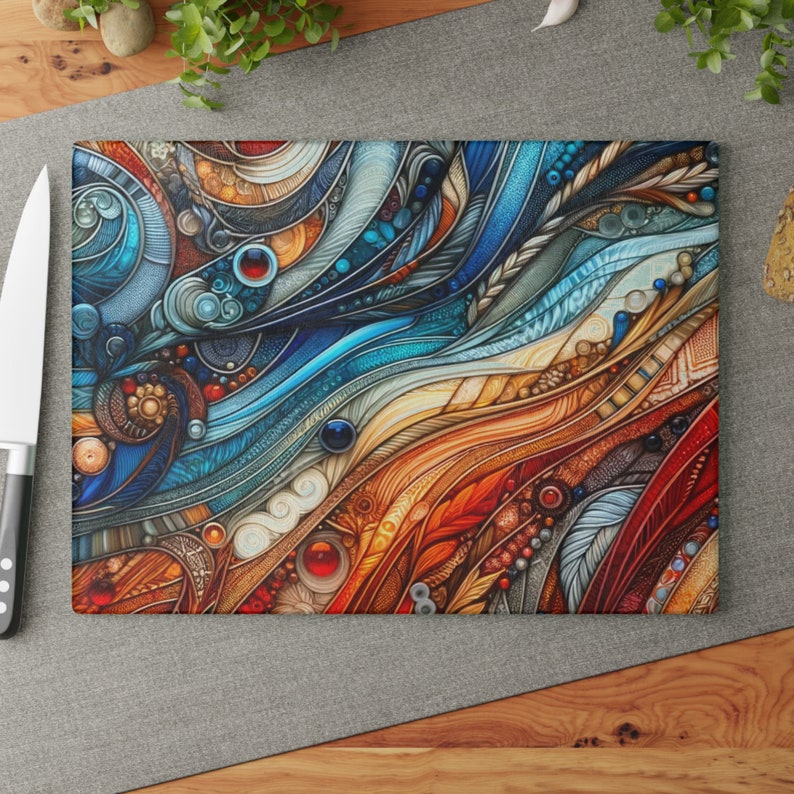 Glass Cutting Board, Stunning Design, Majestic Look, Kitchen Art, Gifts
