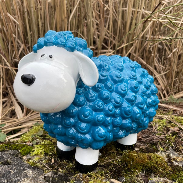 Schaf Farbe BLAU Lustige Bunte Schafe Deko Gartenfigur Tierfigur