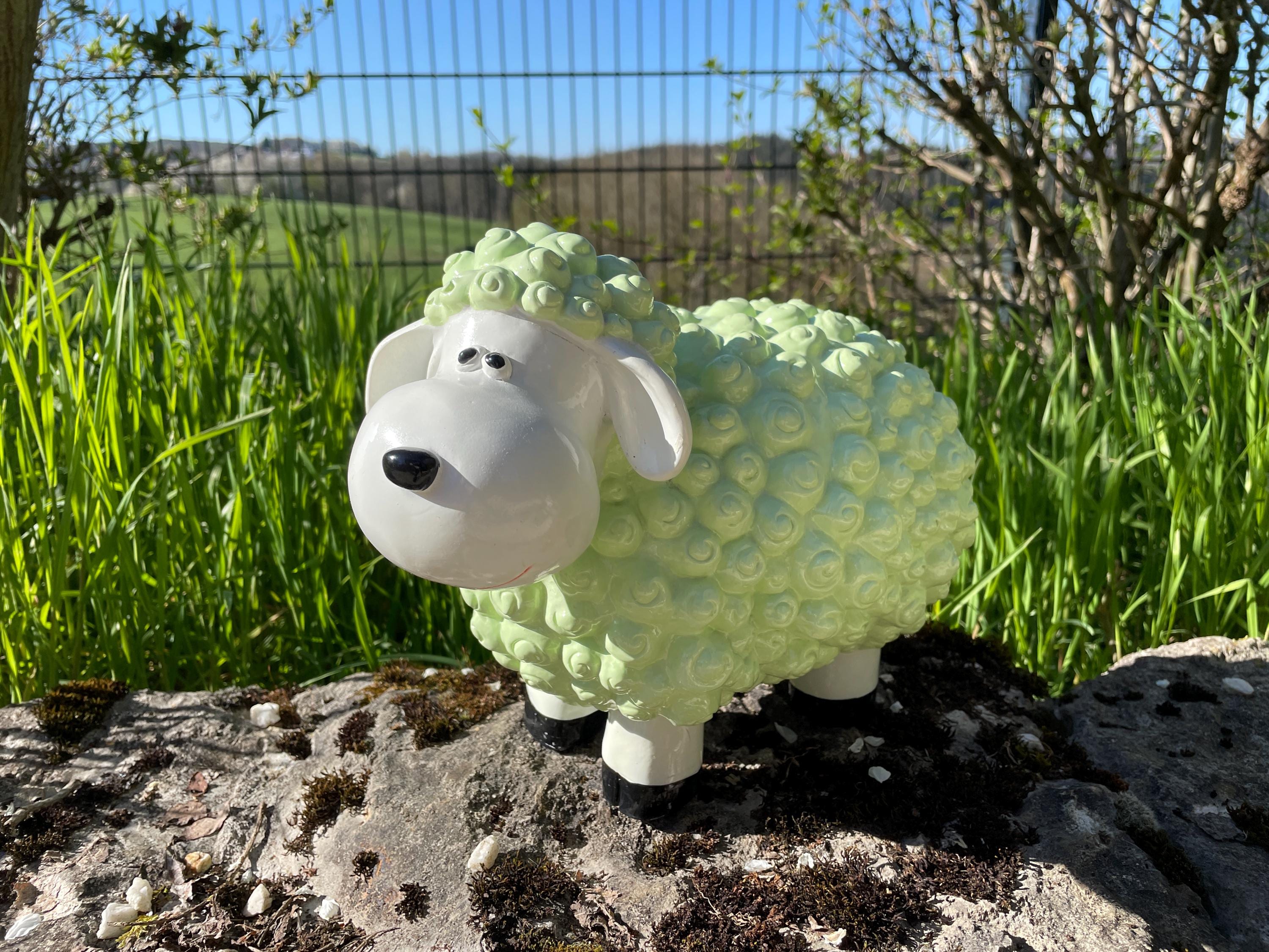 Schaf Deko Bock Garten Figur Lustige Tierfigur Farbe Mint
