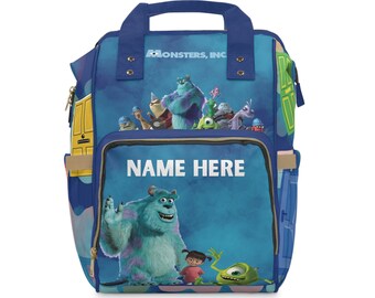 Monster's Inc Diaper Backpack- Boy's Diaper Backpack- Boo- Mike-Sulley- Pixar Backpack- Toddler gift- Baby Shower gift-Personalized Backpack