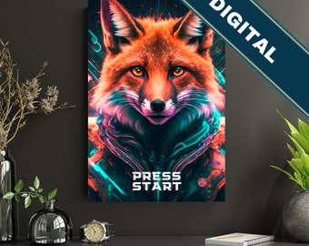 Impresión de juegos digitales de animales, impresión de jugadores, decoración de jugadores, arte de pared de graffiti, impresiones de habitaciones para adolescentes, regalo de hijo, hermano, decoración de sala de juegos