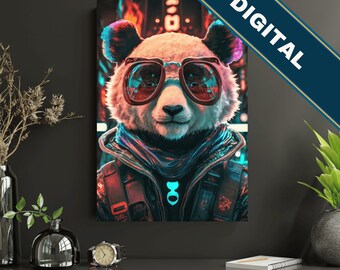 Impresión digital Animal Gaming, impresión de jugador, decoración de jugador, arte de pared de graffiti, impresiones de habitaciones para adolescentes, regalo de hijo, hermano, decoración de sala de juegos