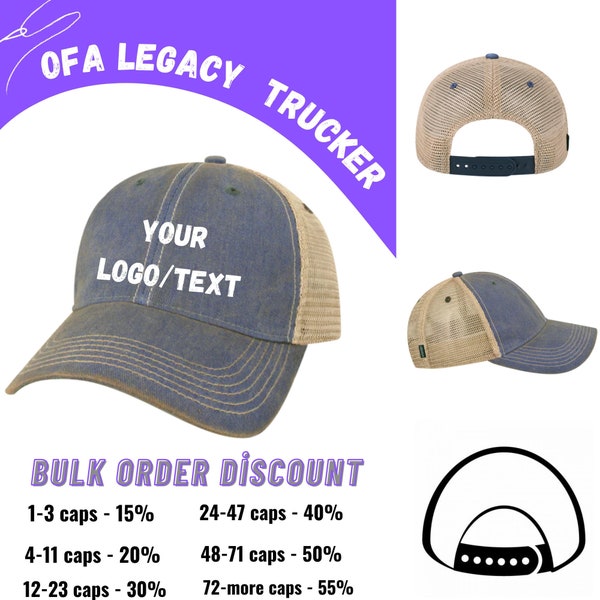 Custom Made, Legacy Ofa, Custom Legacy Hat, Legacy Caps, Trucker Cap, Old Favorite Cap, Custom Logo Or Text, Gift hats for brother