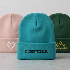 Bonnet brodé personnalisé | Bonnet court en tricot PJ | Streetwear d'hiver personnalisé