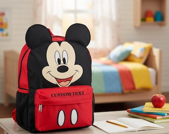 Personalized Mickey Face Backpack | Embroidered Character Bookbag (Toddler Travel)