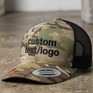 Gorra trucker Multicam bordada a medida / Gorra snapback retro YP Classics