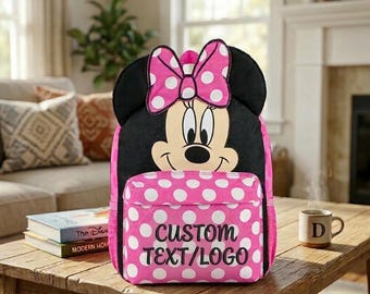 Personalized Minnie Mouse Ears Backpack | Toddler Name Bookbag | Girls Daycare Travel Pack